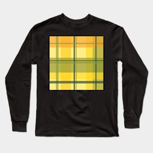 early summer plaid in happy yellow, orange and juicy green seamless pattern Long Sleeve T-Shirt